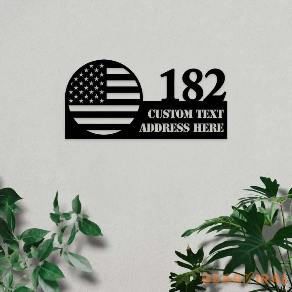 Personalized Address USA Metal Sign - Number Address Sign Patriotic House - Personalized Address Decor - Personalized