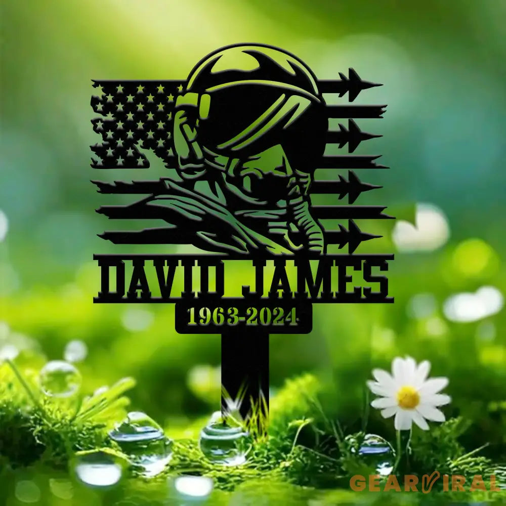 Personalized Air Force Memorial Stake Garden Metal Stake In Loving Memorial Sympathy Gift Veteran Grave Marker