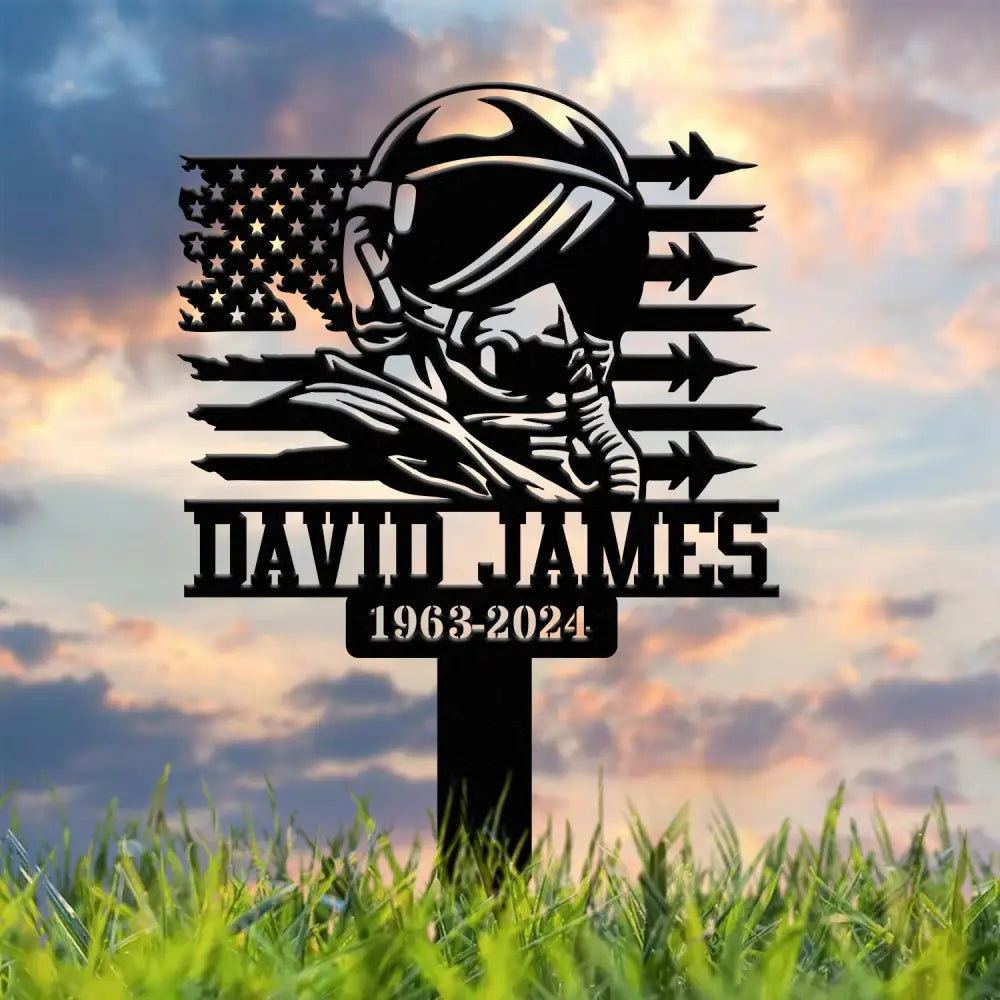 Personalized Air Force Memorial Stake Garden Metal Stake In Loving Memorial Sympathy Gift Veteran Grave Marker