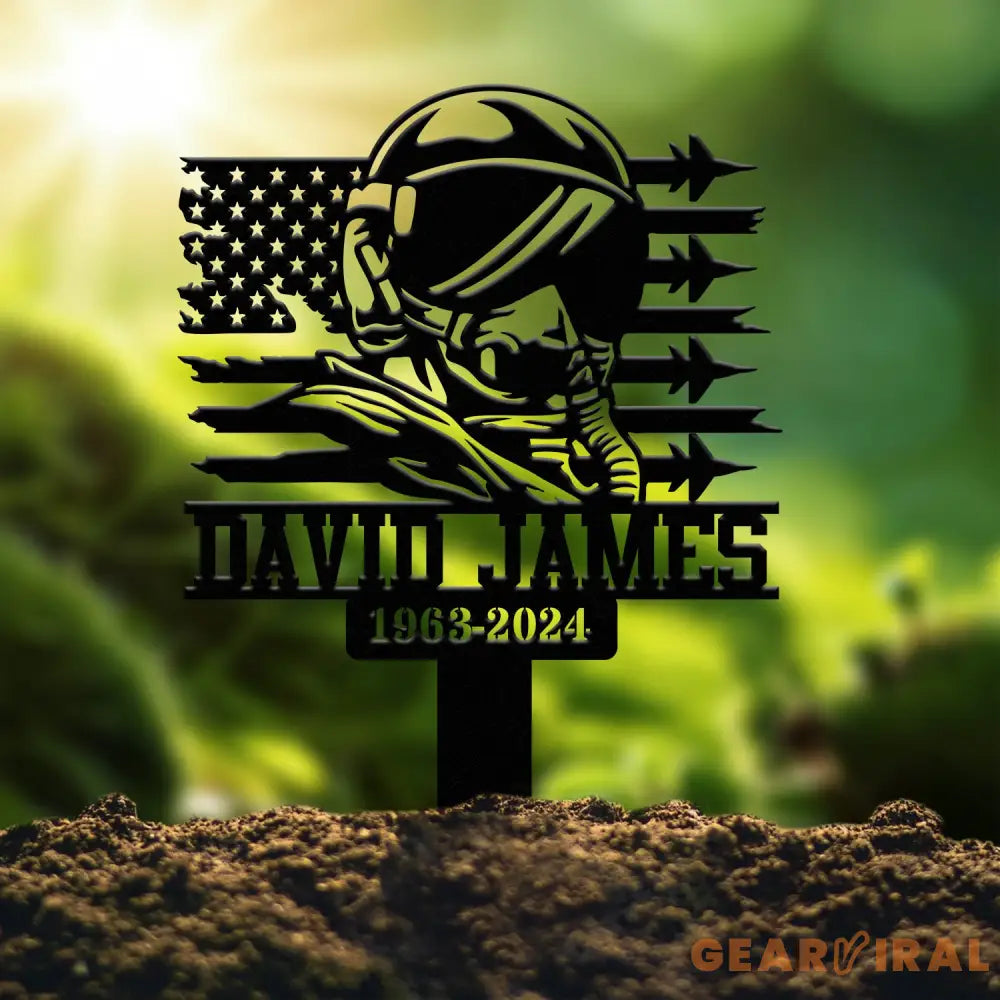 Personalized Air Force Memorial Stake Garden Metal Stake In Loving Memorial Sympathy Gift Veteran Grave Marker