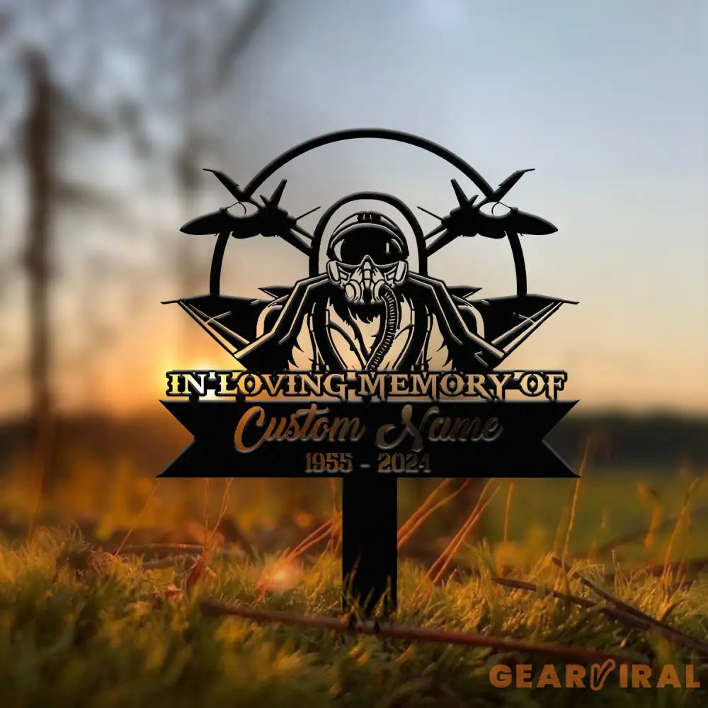 Personalized Air Force Memorial Stake Garden Metal Stake In Loving Memorial Sympathy Gift Veteran Grave Marker