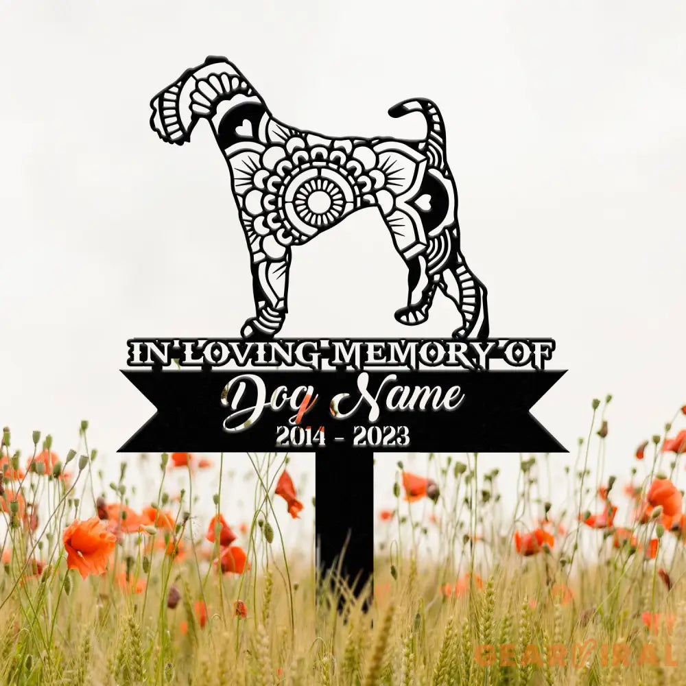 Personalized Airedale Terrier Mandala Garden Stake Zentangle Yard Art Dog Memorial Sign Outdoor Decor Pet Loss Sympathy