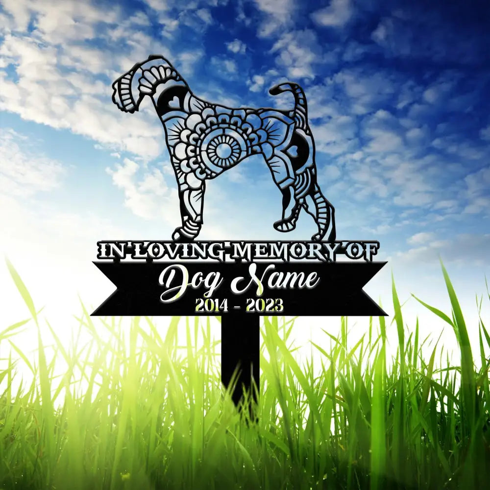 Personalized Airedale Terrier Mandala Garden Stake Zentangle Yard Art Dog Memorial Sign Outdoor Decor Pet Loss Sympathy