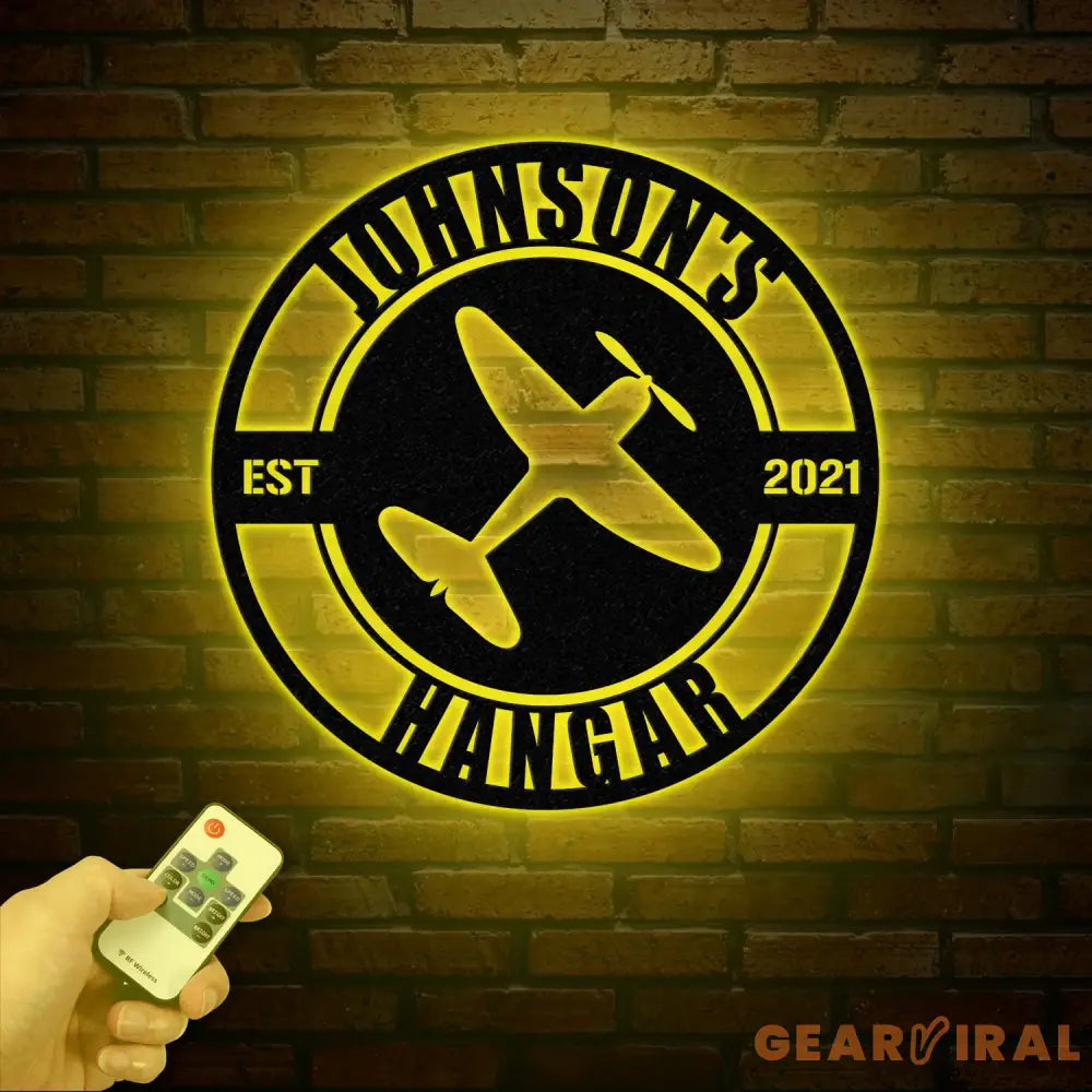 Personalized Airplane Hangar Sign - Custom Pilot Name Sign - Aviation Lover Decor - Man Cave Wall Art - Airplane Sign