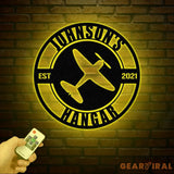 Personalized Airplane Hangar Sign - Custom Pilot Name Sign - Aviation Lover Decor - Man Cave Wall Art - Airplane Sign