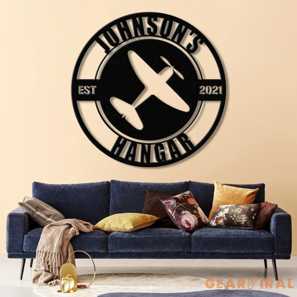 Personalized Airplane Hangar Sign - Custom Pilot Name Sign - Aviation Lover Decor - Man Cave Wall Art - Airplane Sign