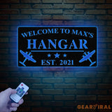 Personalized Airplane Hangar Sign with Led Lights - Custom Pilot Name Sign - Aviation Lover Decor - Man Cave Wall Art