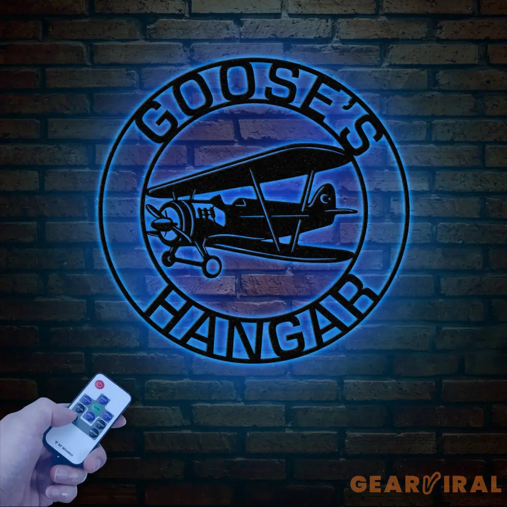 Personalized Airplane Hangar Sign with Led Lights - Custom Pilot Name Sign - Aviation Lover Decor - Man Cave Wall Art