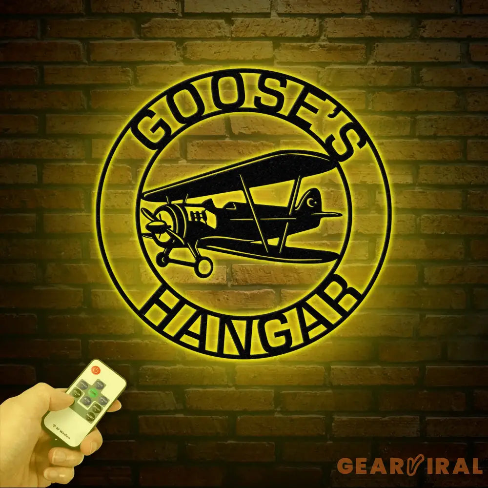 Personalized Airplane Hangar Sign with Led Lights - Custom Pilot Name Sign - Aviation Lover Decor - Man Cave Wall Art