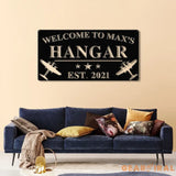 Personalized Airplane Hangar Sign with Led Lights - Custom Pilot Name Sign - Aviation Lover Decor - Man Cave Wall Art