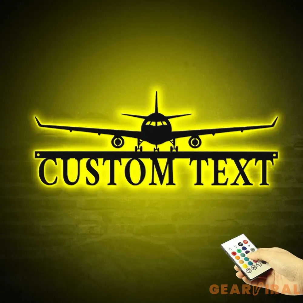 Personalized Airplane Metal Wall Art LED Light Aircraft Hangar Decoration Airforce Housewarming Xmas Gifts Custom Pilot
