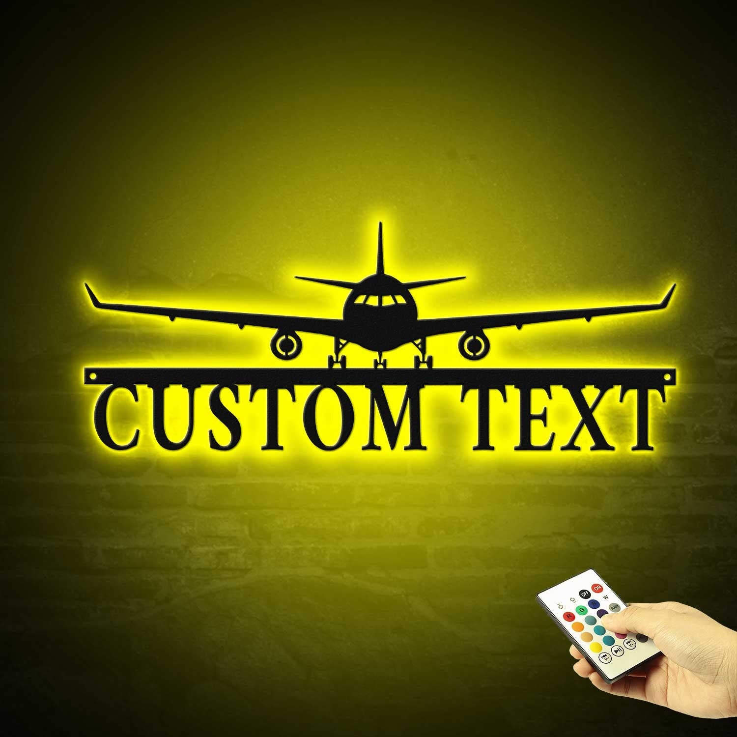 Personalized Airplane Metal Wall Art LED Light Aircraft Hangar Decoration Airforce Housewarming Xmas Gifts Custom Pilot Name Sign Home Decor | GearViral