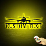 Personalized Airplane Metal Wall Art LED Light Aircraft Hangar Decoration Airforce Housewarming Xmas Gifts Custom Pilot Name Sign Home Decor | GearViral