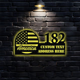 Personalized America US Flag - Metal Address Sign House Number Hanging Address - Metal Address Sign - Address Wall Art