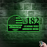 Personalized America US Flag - Metal Address Sign House Number Hanging Address - Metal Address Sign - Address Wall Art
