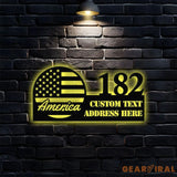 Personalized America US Flag - Metal Address Sign House Number Hanging Address - Metal Address Sign - Address Wall Art