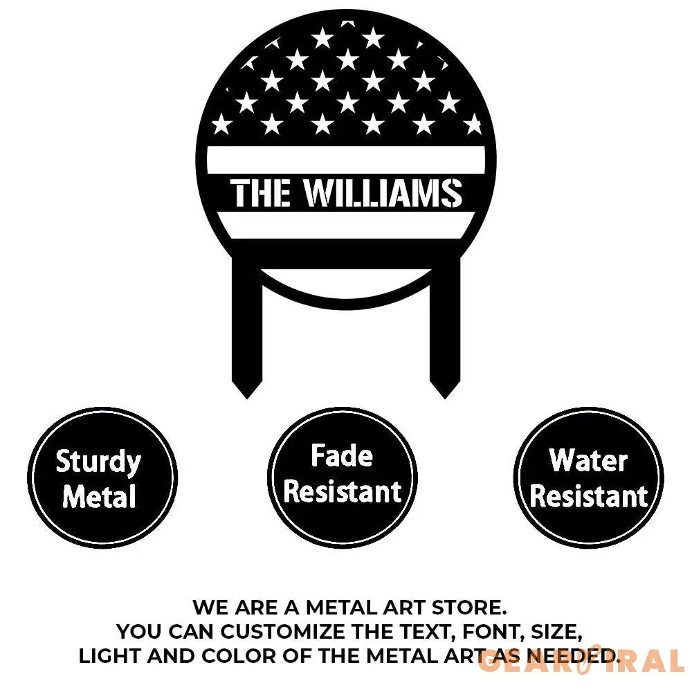 Personalized American Sign Military Metal Stake Personalized ArmyYard Sign Outdoor Decor Garden Stake Outdoor Door Gift