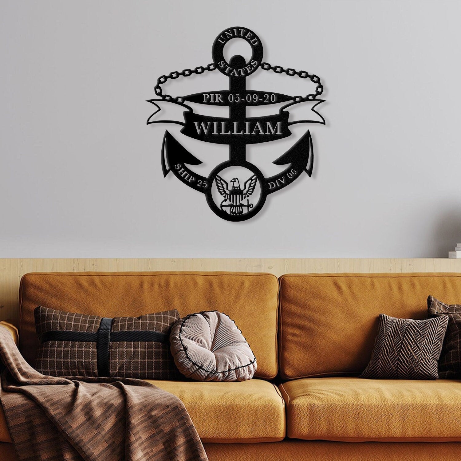 Personalized Anchor Metal Sign, Custom Navy Boot Camp PIR/Graduation Anchor Metal Sign, Navy Veteran Gift, US Navy Sign, Patriotic Wall Art