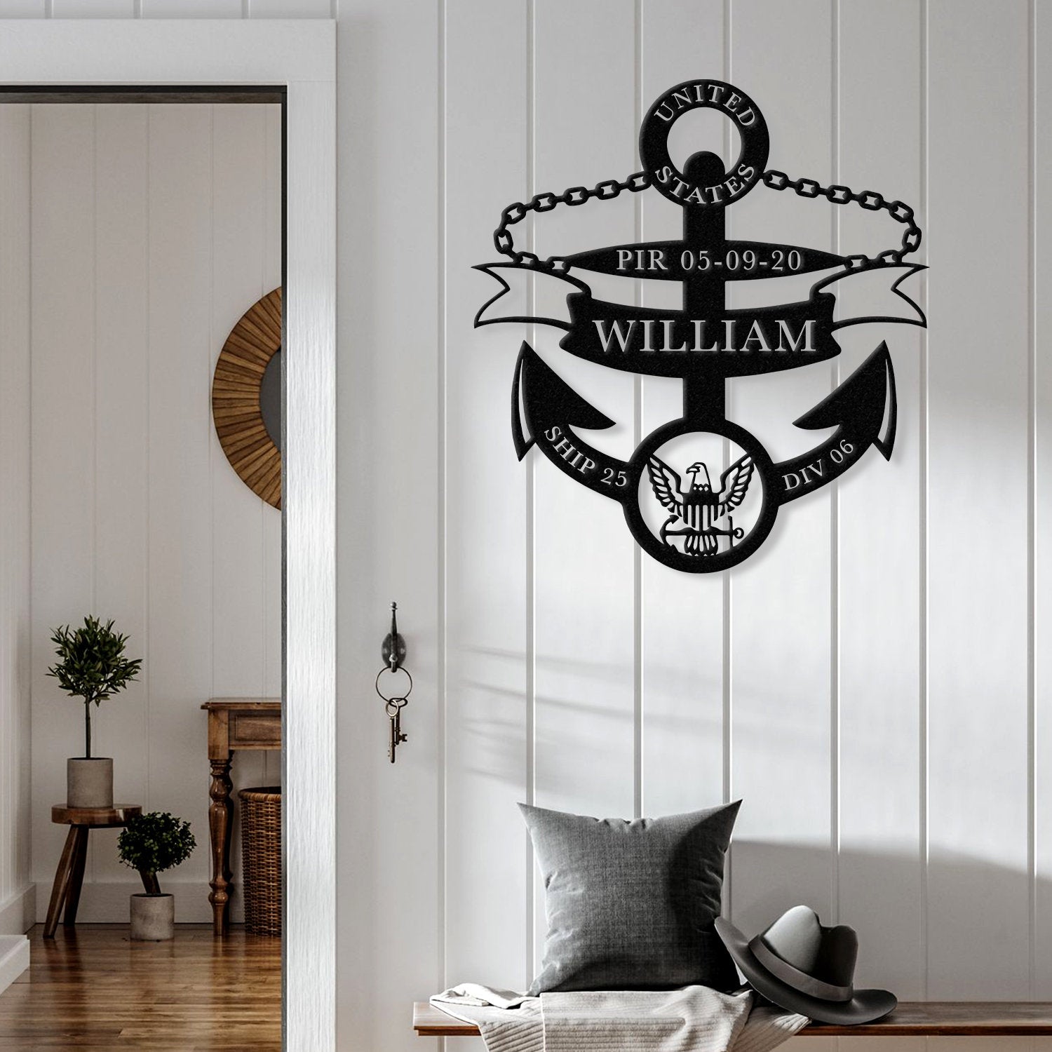Personalized Anchor Metal Sign, Custom Navy Boot Camp PIR/Graduation Anchor Metal Sign, Navy Veteran Gift, US Navy Sign, Patriotic Wall Art