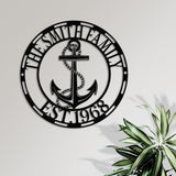 Personalized Anchor Metal  Sign LED Lights, Ship Anchor Sign, Custom Family Name Sign, Anchor Name Sign, Nautical Decor, Beach House Decor