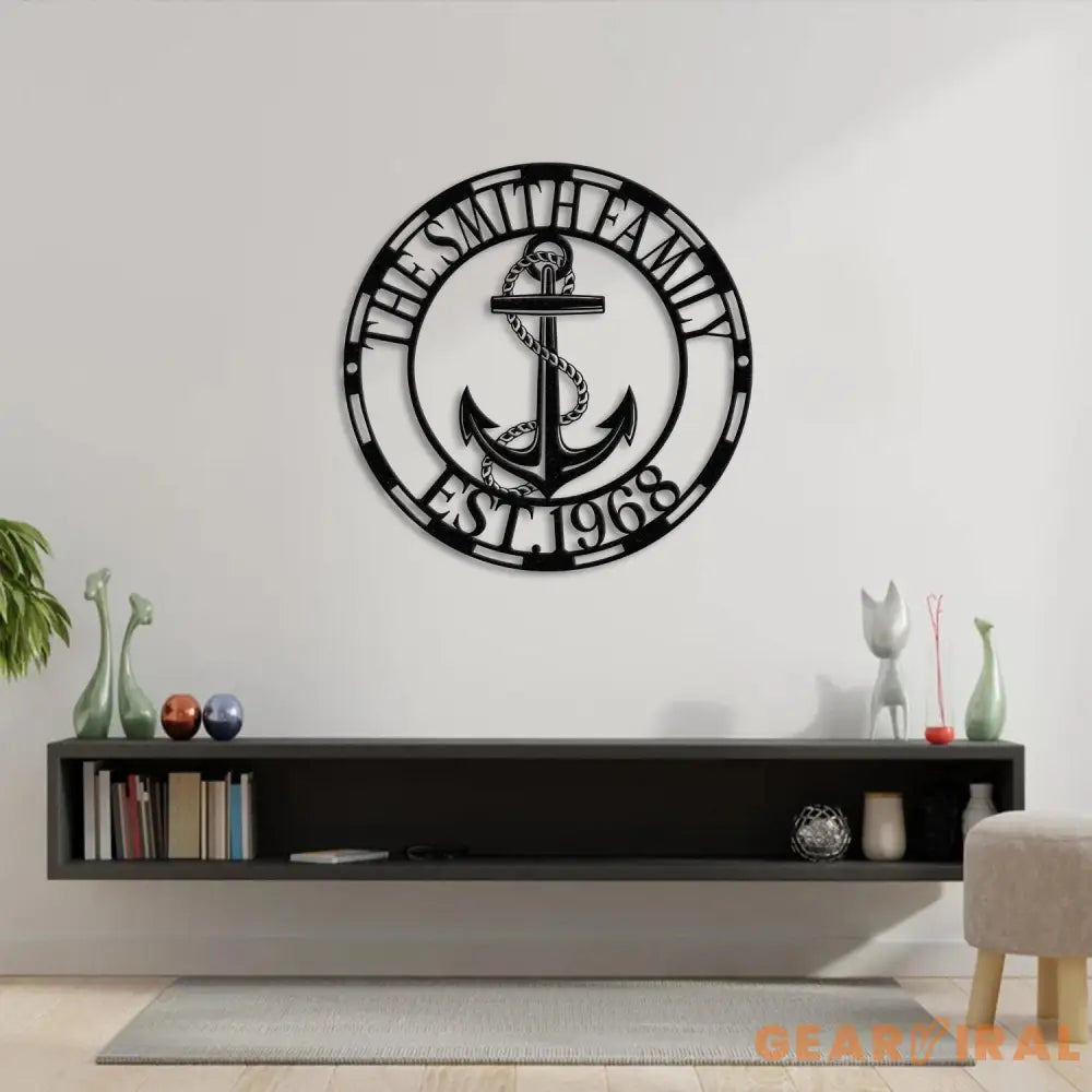Personalized Anchor Metal Sign LED Lights Ship Anchor Sign Custom Family Name Sign Anchor Name Sign Nautical Decor
