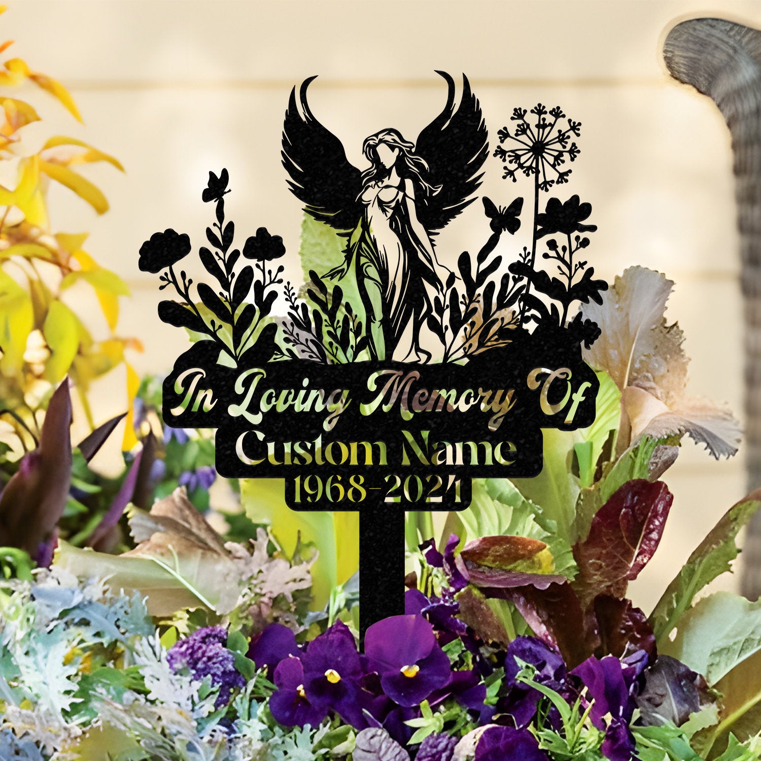 Personalized Angel Memorial Stake, Angel Grave Marker, Angel Memorial Plaque with Stake, Angel Grave Stake, In Loving Memory, Cemetery Stake