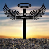 Personalized Angel Wings Metal Cross Memorial Stake In Memory Cross Grave Marker Custom Cross Stake Sympathy Gift