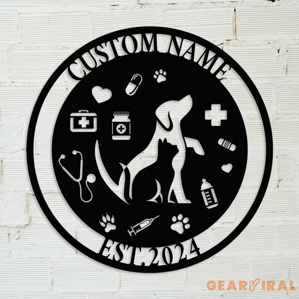 Personalized Animal Doctor Name Metal Sign - Custom Veterinarian Wall Decor - Vet Healthcare Sign - Pet Lover Decor