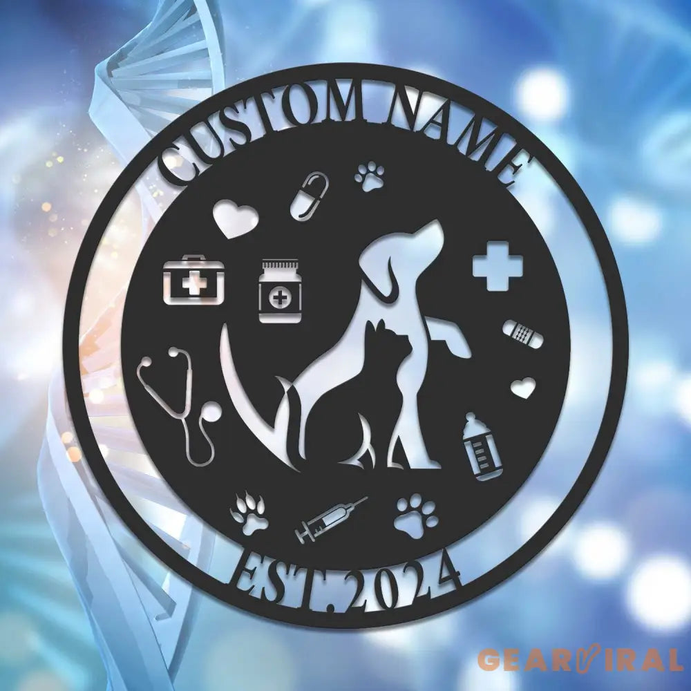 Personalized Animal Doctor Name Metal Sign - Custom Veterinarian Wall Decor - Vet Healthcare Sign - Pet Lover Decor