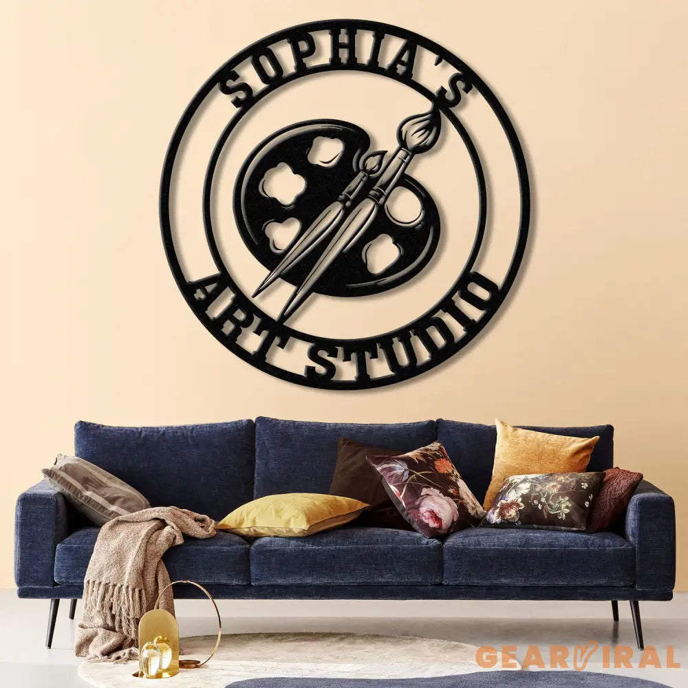 Personalized Art Studio Sign Custom Painting Metal Wall Art Artist Name Sign Art Teacher Gift Artist Tools Decor