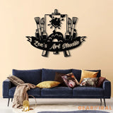 Personalized Art Studio Sign Custom Painting Metal Wall Art Artist Name Sign Art Teacher Gift Artist Tools Decor