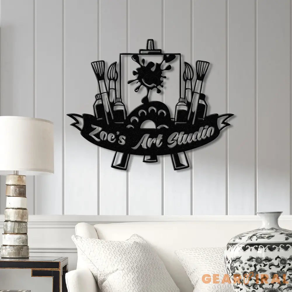 Personalized Art Studio Sign Custom Painting Metal Wall Art Artist Name Sign Art Teacher Gift Artist Tools Decor