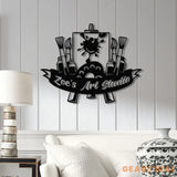Personalized Art Studio Sign Custom Painting Metal Wall Art Artist Name Sign Art Teacher Gift Artist Tools Decor