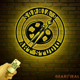 Personalized Art Studio Sign Custom Painting Metal Wall Art Artist Name Sign Art Teacher Gift Artist Tools Decor