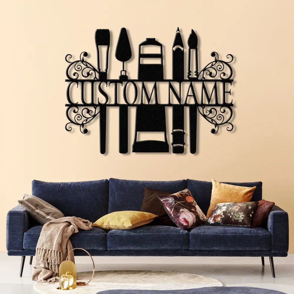 Personalized Art Studio Sign Custom Painting Metal Wall Art Artist Name Sign Art Teacher Gift Artist Tools Decor