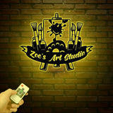 Personalized Art Studio Sign Custom Painting Metal Wall Art Artist Name Sign Art Teacher Gift Artist Tools Decor
