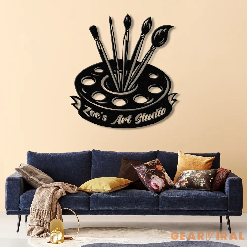 Personalized Art Studio Sign Custom Painting Metal Wall Art Artist Name Sign Art Teacher Gift Artist Tools Decor