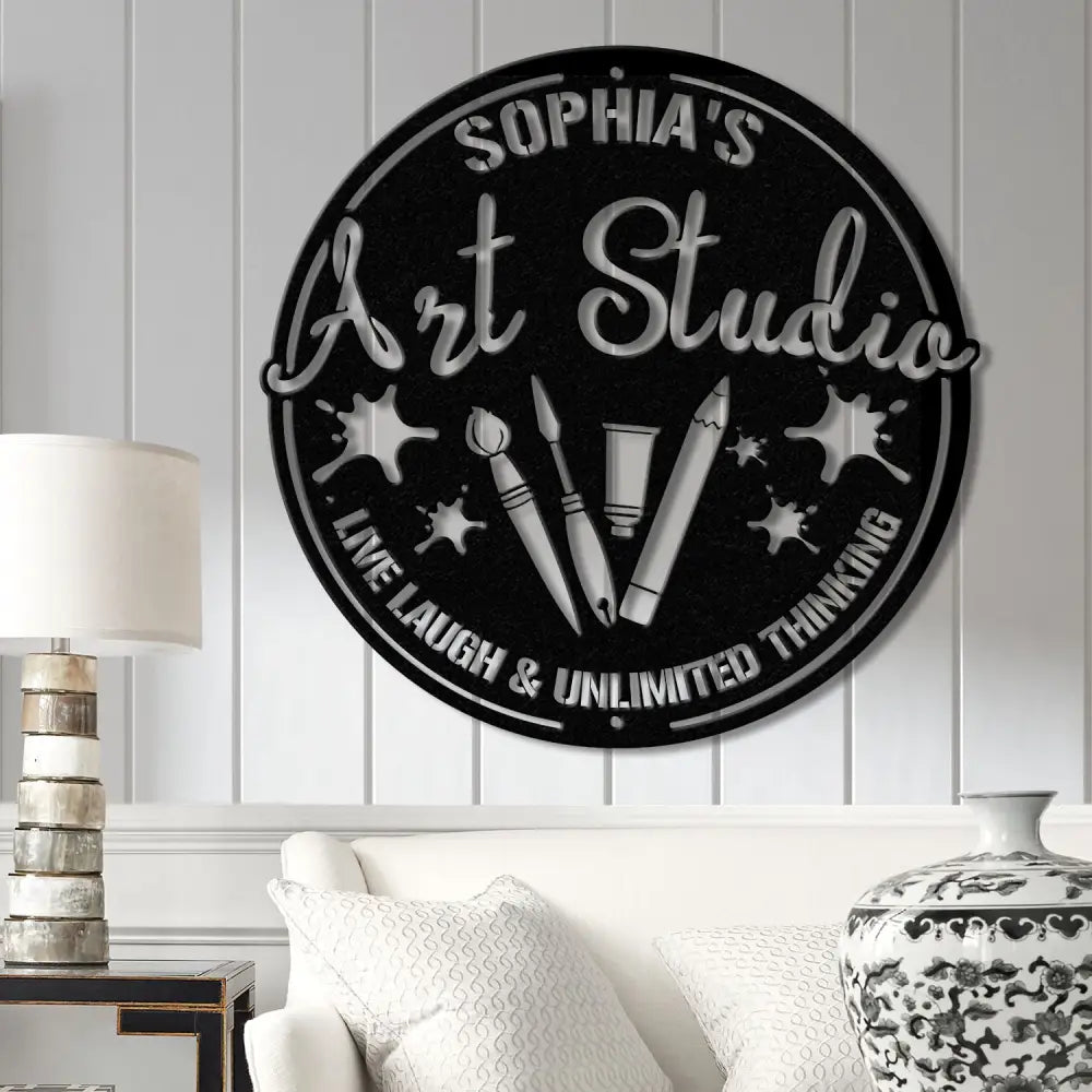 Personalized Art Studio Sign Custom Painting Metal Wall Art Artist Name Sign Art Teacher Gift Artist Tools Decor