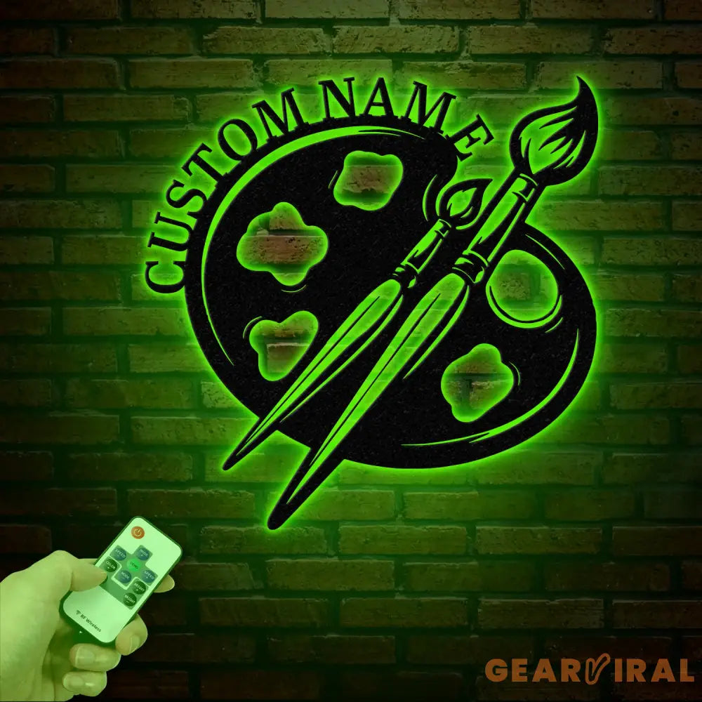 Personalized Art Studio Sign with Led Light Custom Painting Metal Wall Art Artist Name Sign Art Teacher Gift Drawing