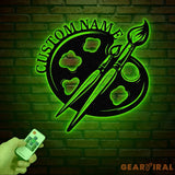 Personalized Art Studio Sign with Led Light Custom Painting Metal Wall Art Artist Name Sign Art Teacher Gift Drawing