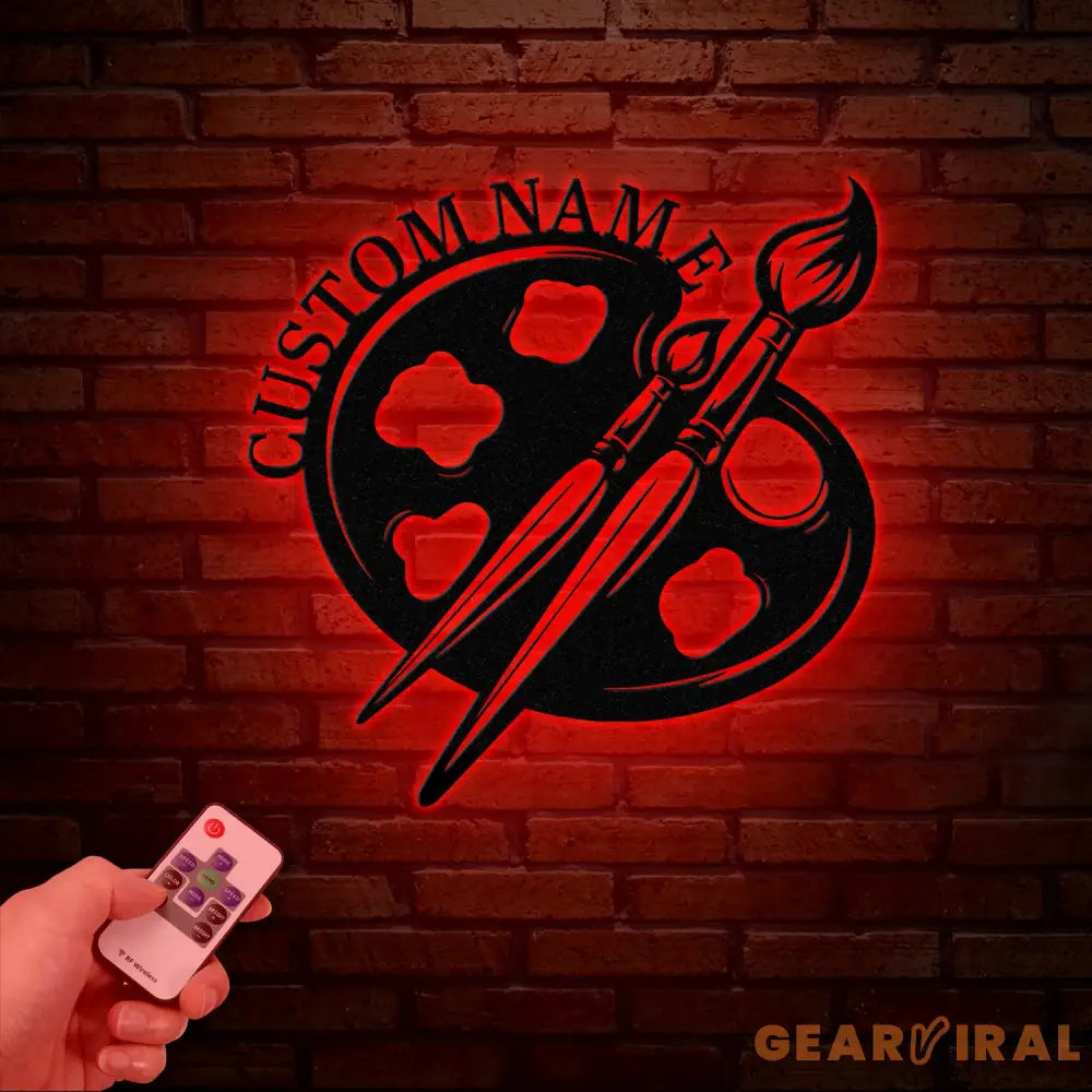 Personalized Art Studio Sign with Led Light Custom Painting Metal Wall Art Artist Name Sign Art Teacher Gift Drawing