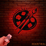 Personalized Art Studio Sign with Led Light Custom Painting Metal Wall Art Artist Name Sign Art Teacher Gift Drawing