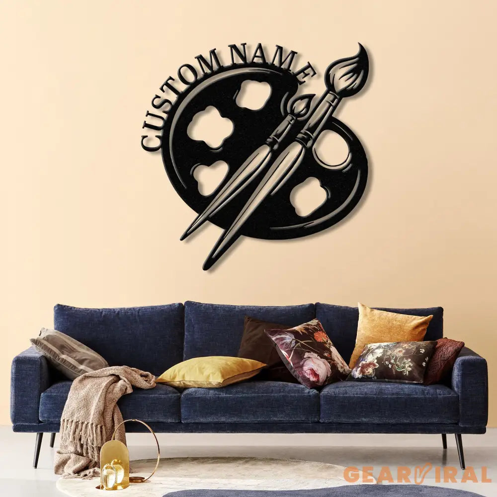 Personalized Art Studio Sign with Led Light Custom Painting Metal Wall Art Artist Name Sign Art Teacher Gift Drawing