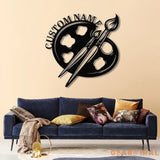 Personalized Art Studio Sign with Led Light Custom Painting Metal Wall Art Artist Name Sign Art Teacher Gift Drawing