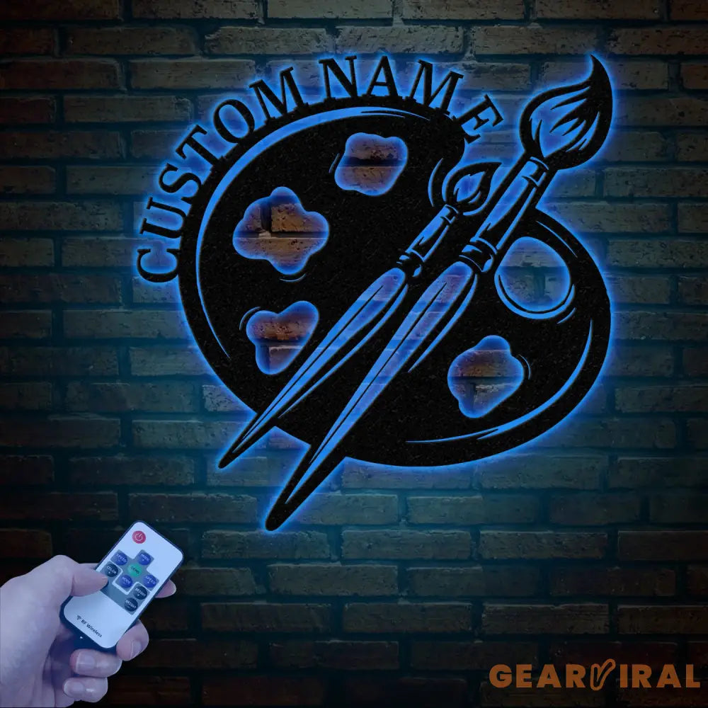 Personalized Art Studio Sign with Led Light Custom Painting Metal Wall Art Artist Name Sign Art Teacher Gift Drawing