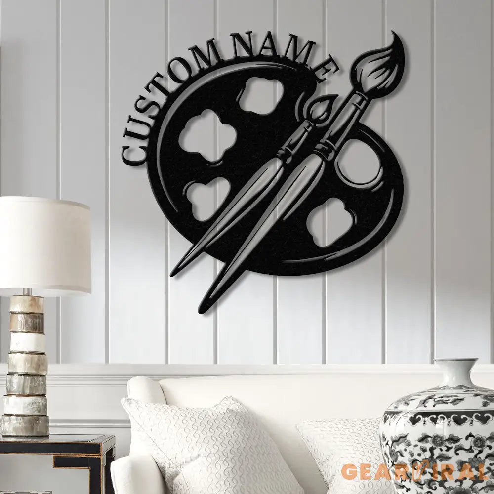 Personalized Art Studio Sign with Led Light Custom Painting Metal Wall Art Artist Name Sign Art Teacher Gift Drawing