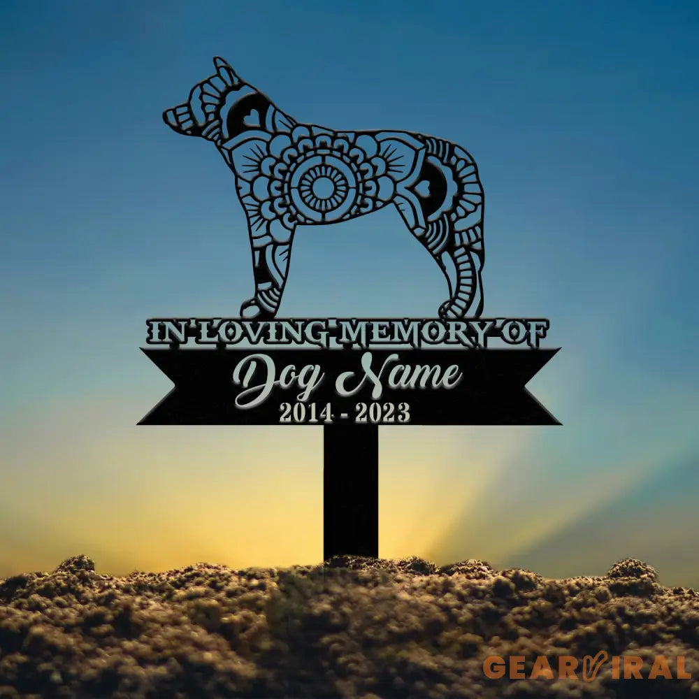 Personalized Austrailian Cattle Mandala Garden Stake Zentangle Yard Art Dog Memorial Sign Outdoor Decor Pet Loss