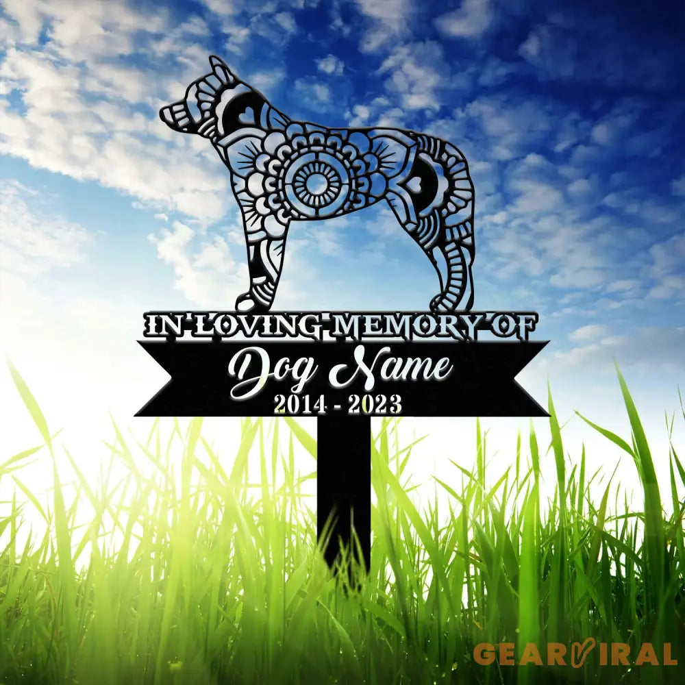 Personalized Austrailian Cattle Mandala Garden Stake Zentangle Yard Art Dog Memorial Sign Outdoor Decor Pet Loss