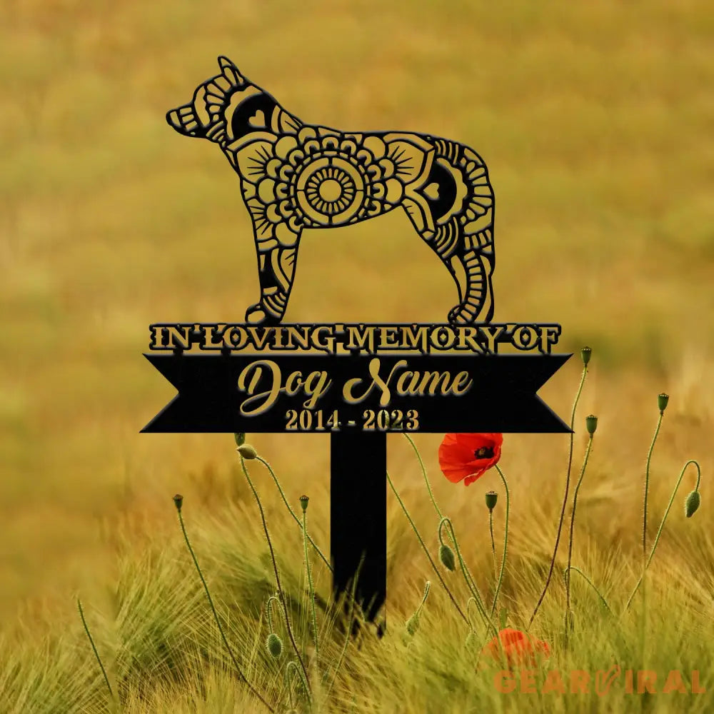 Personalized Austrailian Cattle Mandala Garden Stake Zentangle Yard Art Dog Memorial Sign Outdoor Decor Pet Loss