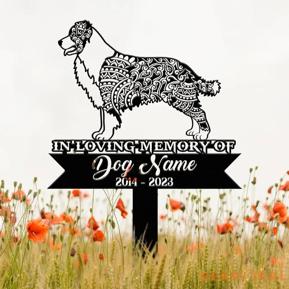 Personalized Australian Shepherd Mandala Garden Stake Zentangle Yard Art Dog Memorial Sign Outdoor Decor Pet Loss